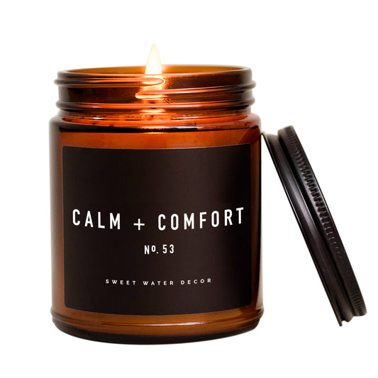 Calm and Comfort Soy Candle - Amber Jar - 9 oz