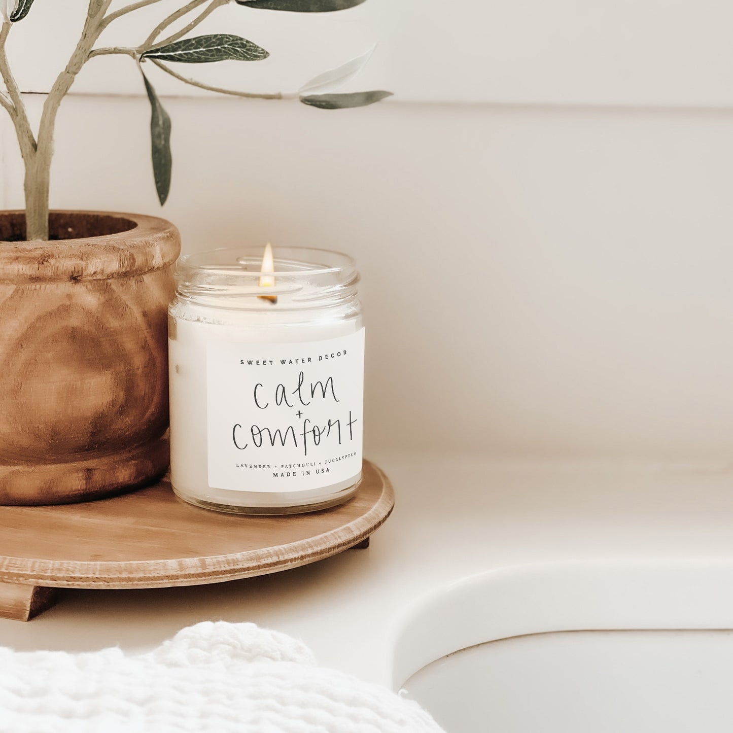 Calm and Comfort Soy Candle - Clear Jar - 9 oz - Hometown Refuge 