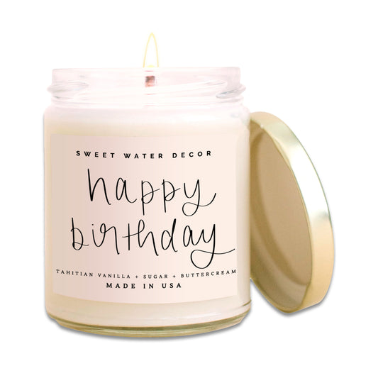 Happy Birthday Soy Candle - Clear Jar - 9 oz - Hometown Refuge 