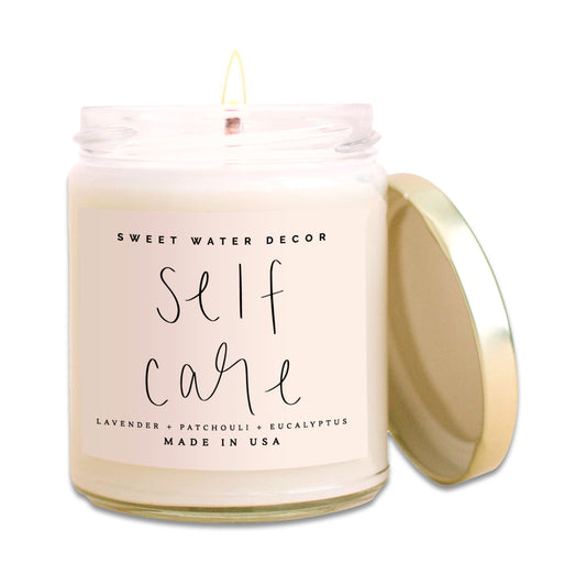 Self Care Soy Candle - Clear Jar - 9 oz - Hometown Refuge 