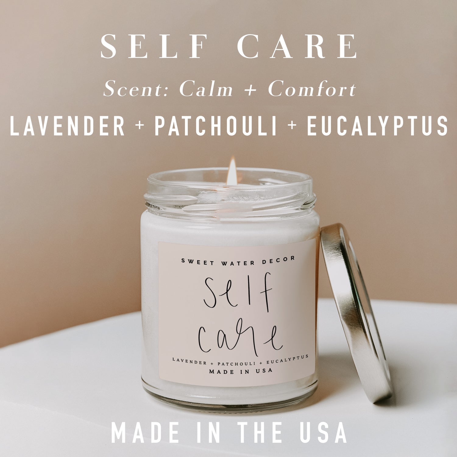 Self Care Soy Candle - Clear Jar - 9 oz - Hometown Refuge 